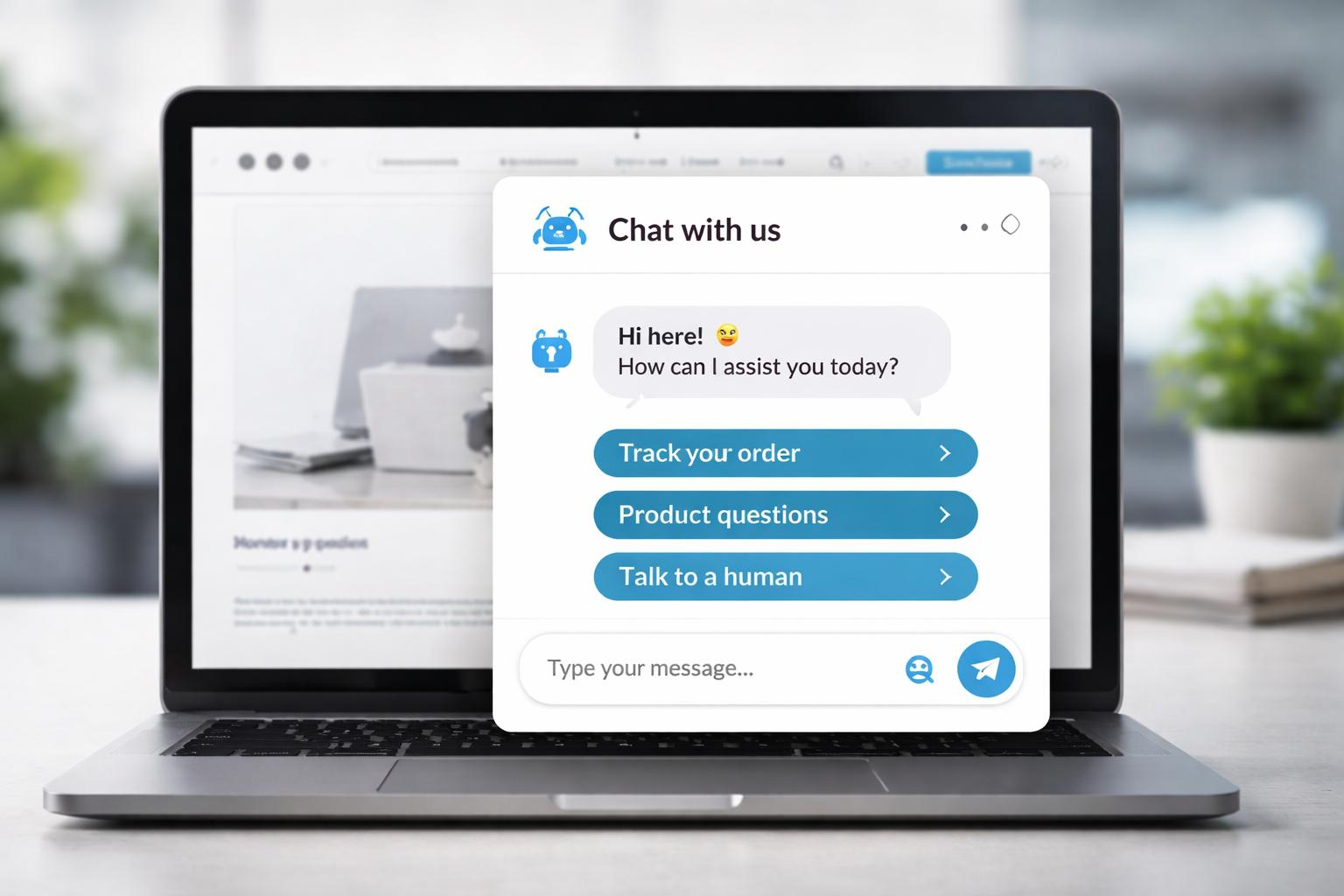 AI chatbots improving website customer support through instant responses and automated customer assistance.