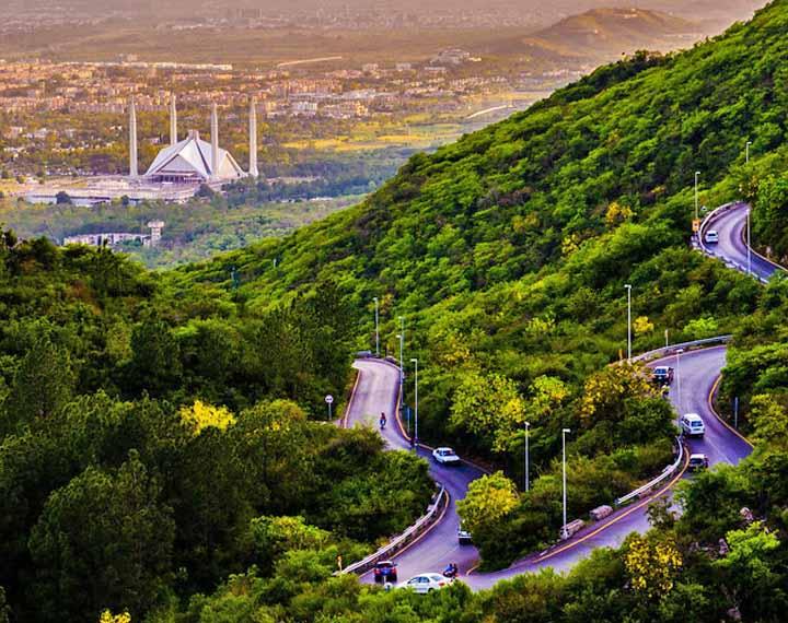 Rental car near the Margalla Hills for sightseeing in Islamabad.
